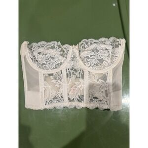 Vintage Lace Bustier‎ 34C Fleur de Lace by Smoothie White Lingerie Strapless Bra